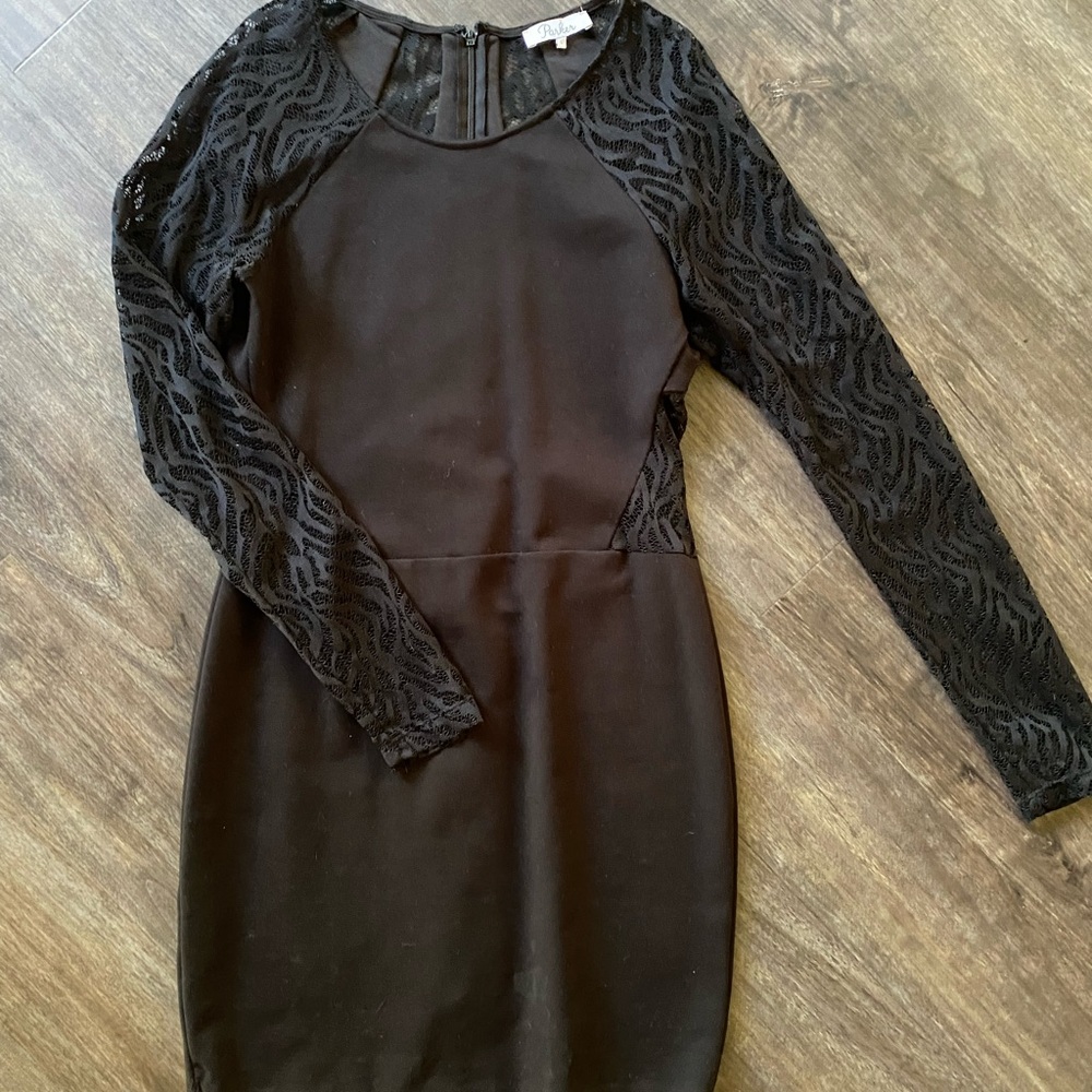 Parker long sleeve lace mini dress with zip back